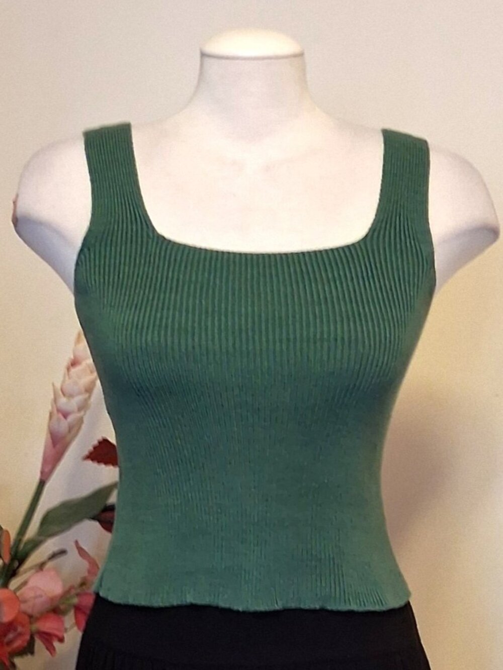 Kroshetta High Quality Stretchy Green Camisole Knitwear Tank Top 10